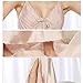 ASHER FASHION Women's Sexy Satin Long Nightgown Lace Slip Lingerie Chemise Robes Camel US 4-6 = Tag M