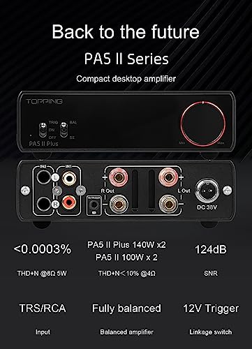 Image of KGUSS Topping PA5 II Plus Power Amplifier 140W x 2 Class D Fully Balanced AMP TRS /RCA Input 12V Trigger Stereo Home Audio Amplifier(Black)