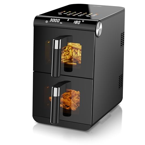 Arendo - Heißluftfritteuse XXL Dual Zone 2 Kammern – 11,4L...