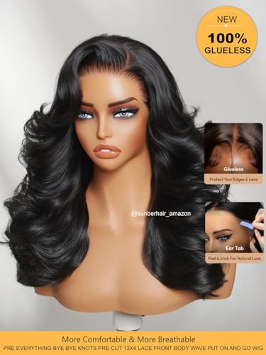 Image of Sunber Feathered Layer Side Part Wig 13x4 HD Lace Front 20'' Human Hair Wig