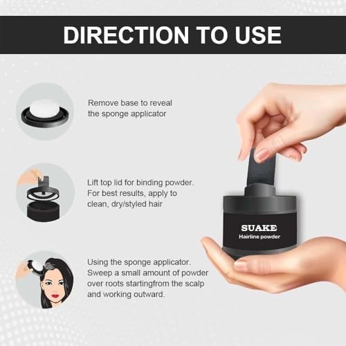 Image of Black Hair Powder | Covers Grey Hair & Bald Spots Instantly | Root Touch Up | Sweat-Resistant & Long-Lasting Formula | Natural Looking Colour (BLACK POWDER)