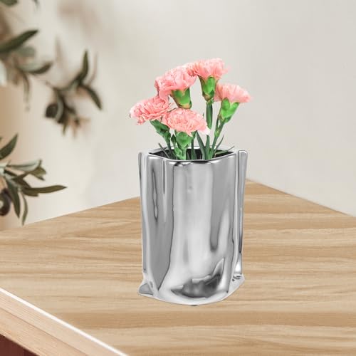 Jarrón de cerámica plata de diseño sencillo para mesa de centro 6