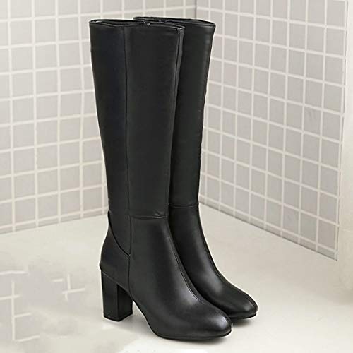 AIMODOR Womens Knee High Heeled Riding Boots Chunky Heel With Zip Up4
