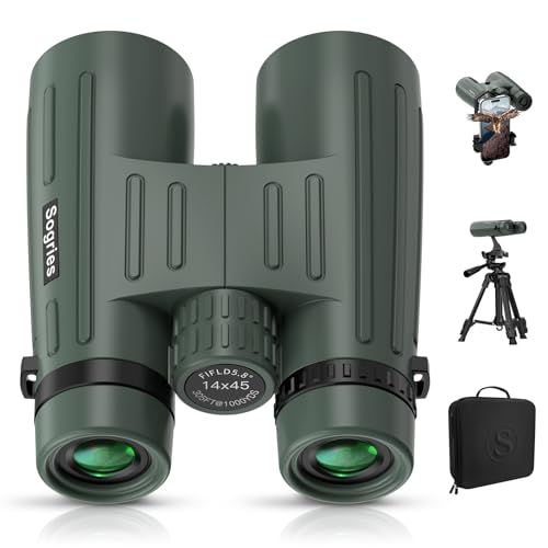 14x45 Binoculars for Adults High Powered,HD Binoculars for Bird Watching,Hunting,with Aluminum Alloy Phone Adapter,Tripod,Waterproof & Fog Proof,Large View for Travel,Hiking,Concert