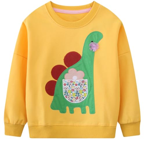 Image of FreeLu Girls Cotton Pullover Sweatshirts Kids Cute Cartoon Printed Crewneck Tops