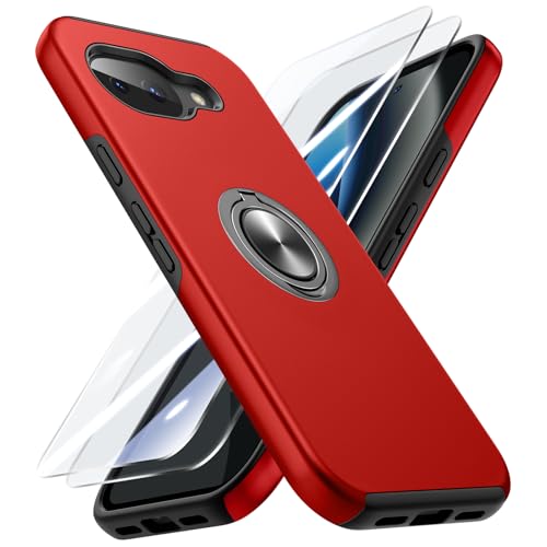 Coque Google Pixel 10A antichoc rouge avec béquille et 2 protèges écran