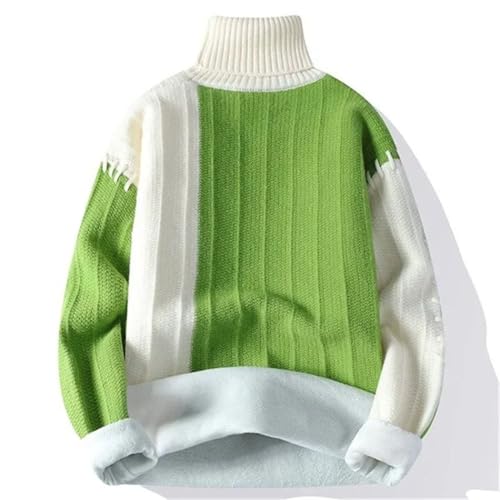 Men's Turtleneck Sweater Patchwork Knit Pullover Long Sleeve Warm Comfortable Casual Winter Top4