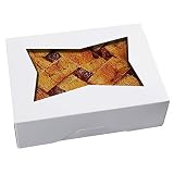 [25pcs]8inch Cookie Boxes with Window Lid,White Cardboard Pops Treat Gift Bakery Box for Muffins and Pastry,Strawberries Chocolate Container in Bulk 8