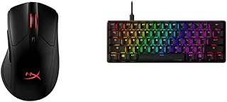 HYPERX HX-MC006B Pulsefire Dart - Wireless RGB Gaming Mouse & HyperX Alloy Origins 60 - Mechanical Gaming Keyboard - Ultra Compact 60% Form Factor Red Switch (Linear) - Black