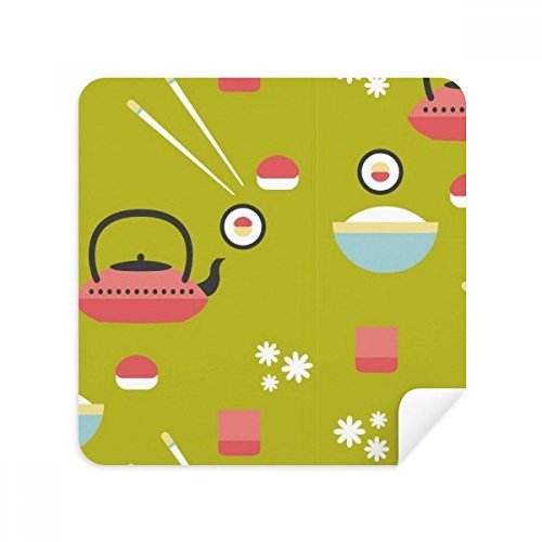 Chiffon lunettes motif sushi japonais et théière