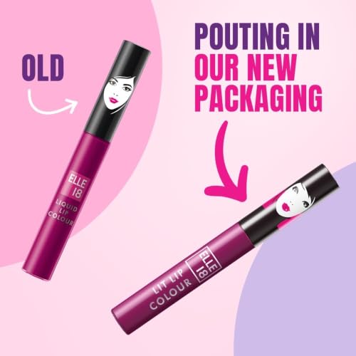 Image of Elle 18 Lit Lip, Matte Finish, Lavendar Hues, 16 hrs Long Lasting Liquid Lipstick, Smudge and Transfer Proof Lipstick, One-stroke application, Quick Drying | 5.6 ml (Pack of 2)