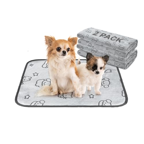 Image of Qeils Reusable Puppy Pads, 2 Pack Washable Pee Pads for Dogs, Waterproof Non Slip Wee Wee pad, Absorbent and Leakproof Training Mats for Potty, Crate, Playpen, Bed, Sofa, 18 inchx 24 inch