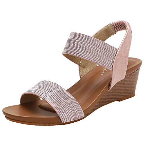 ZTFYKLIN Sandalias Ortopedicas Mujer Nuevas De Romanas A La Con Tacón Cuña Grande Verano Para Zapatos (Pink, 39) Barefoot Pies Anchos Ergonomicas Sandalia Deportiva Andar Comodas Caminar
