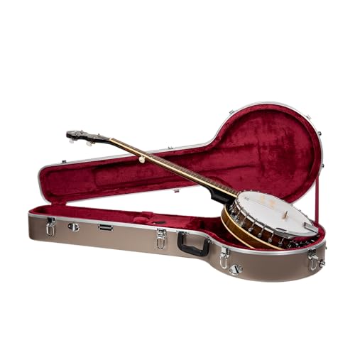 Crossrock ABS Molded Banjo Case for 5-String Resonator & Tenor | Matte Finish, Locking Latch, Backpack Straps – Lightweight Hardshell Protection-Champagne (CRA861BJCH)