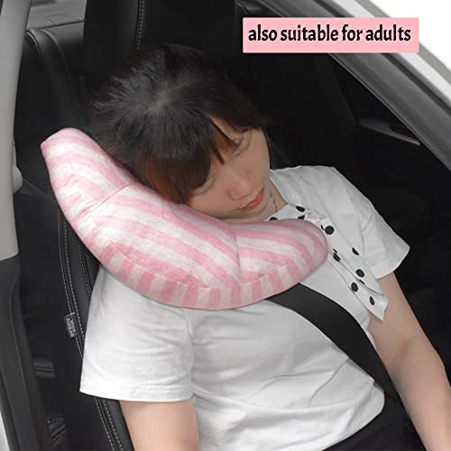 Image of PENINSULA LOVE Kids Car Travel Pillow Car Seat Belt Pillow Cute Plush Headrest Neck Cushion Safety Strap Cover Universal Fit