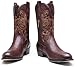Jousen Cowboy Boots For Men Round Toe Western Slip Resistant Pull on Boot Retro Short Botas (Darkbrown-10)