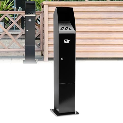 Zhoudashu SMOKERS OUTPOST Outdoor Standing Ashtray, Stand Up Ashtrays For Outside, Outdoor Cigarette Butt Receptacle, Smokers Outpost For Use Outside Of Commercial Office,Restaurants cover