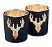 Produktbild EDZARD 2er Set Teelichthalter Windlicht Lio (Höhe 8cm, ø 7cm) Hirsch-Motiv, außen matt schwarz/innen Gold