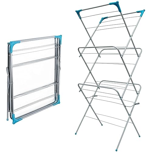 RILOOP 3 Tier Clothes Dryer Airer Foldable Laundry Rack Washing Line Drying Horse 14m