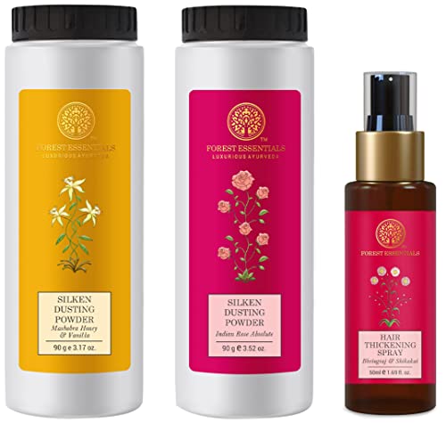 Image of Forest Essentials Silken Dusting Powder Indian Rose Absolute 100g (Talcum Powder)