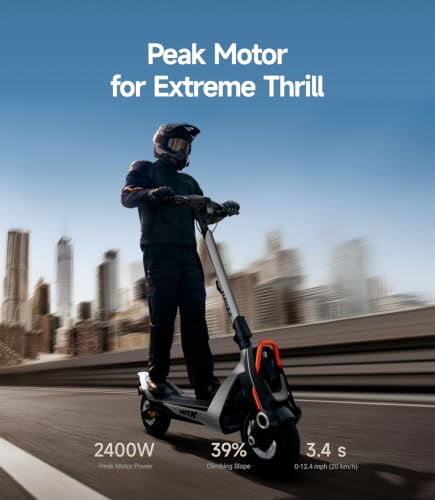 NAVEE UT5 Max Electric Scooter, 31.1 mph Speed, 62.1 Miles Range, 2400W Peak Motor, Dual Hydraulic Suspension & Disc Brake, 12" Self-healing Tubeless Tires, Flash Charging, Scooter for Adults, UL 2272 - image 5