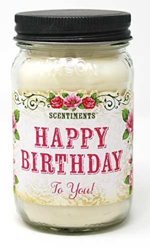 Scentiments Happy Birthday Gift Candle Vanilla Scented Fragrance 16oz