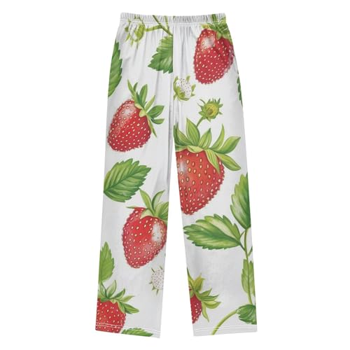 ZZXXB Strawberry Florals Print Boys Long Pants Soft Trousers Elastic Waist Kids Lounge Bottoms with Pockets S-XL2
