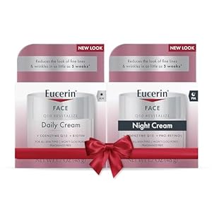 Eucerin Q10 Skin Care Set, Anti Wrinkle Daily Face Cream with Biotin (1.7 Oz) + Anti Wrinkle Night Cream with Pro-Retinol (1.7 Oz), Holiday Gifts for Self Care for All Skin Types