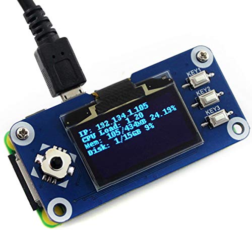 Image of waveshare 1.3inch OLED Display HAT for Jetson Nano and Raspberry Pi 3B+ /3B /2B /Zero /Zero W /Zero WH,128x64 Pixels Screen,with Embedded Controller, Communicating via SPI or I2C Interface