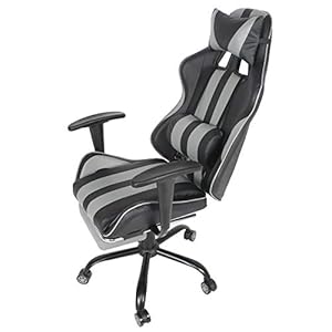 Computerstoel Slijtvaste Draaibare gamestoel IJzeren stoel met lendenkussen Voetsteun Hoofdsteun voor tieners…