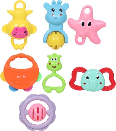 Image of Niku Set of 7 Pcs Rattle and Teether Toy for Baby, new Born, Kids | Non Toxic BPA Free ABS Plastic | Infant Toy Gift Set