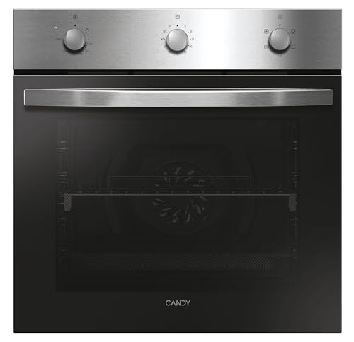 Candy Idea FIDC X532, Horno Multifunción, 65L, 1 Bandeja y 1 Rejilla, Guía Telescópica, Convección + Ventilador, 5 Funciones, 3 Mandos Mecánicos, 2100W, Puerta Doble Cristal, Inox y Negro
