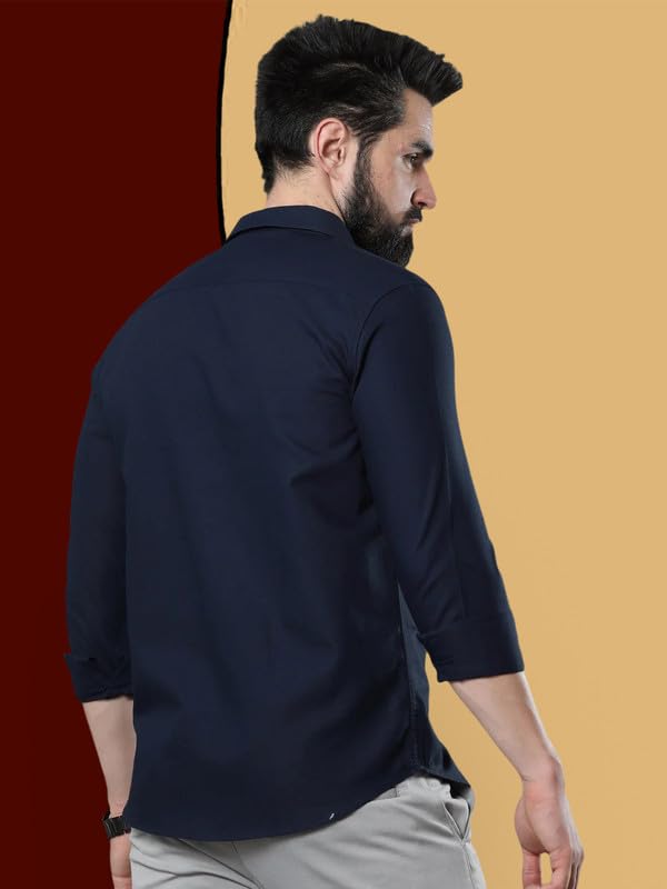 Image of Pinkmint Combo of Men Casual Cotton Blend Full Sleeves Formal Regular Slim Fit Plain Office Shirts
