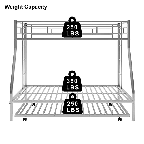 image for Merax Twin Over Full Bunk Bed with Trundle, 3 in 1 Triple Bunk Beds, S