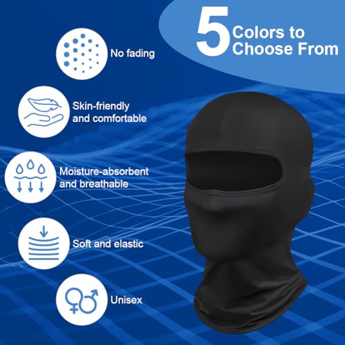 DiULi Balaclava Sturmhaube für Damen Herren, Gesichtsmaske Atmungsaktiv UV-Schutz Winddicht, Elastisch Helm Liner für Motorrad Fahrrad Ski Snowboard Outdoor Sports, Schwarz