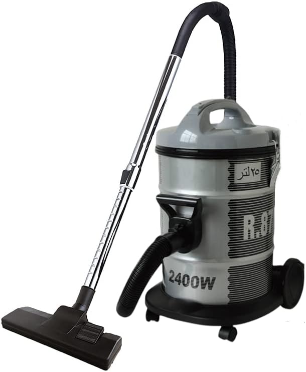 2400W Drum Vacuum Cleaner with 21 Liter Dust Capacity | Strong and Durable Iron Tank with Blower Function and Easy Parking Nozzle, Easy Mobility with 4 Rotated Wheels, Silver