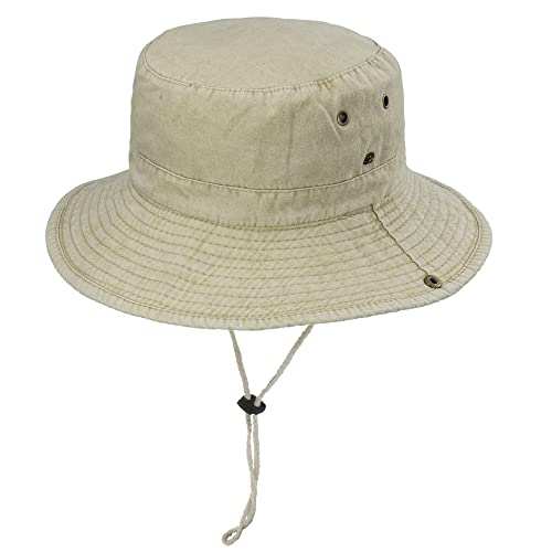 Vintage-Washed-Cotton-Sun-Hat Wide-Brim-Bucket-Hat Fishing Hat Outdoor Boonie Cap Beach Hat Upf 50+ Khaki #TOP4