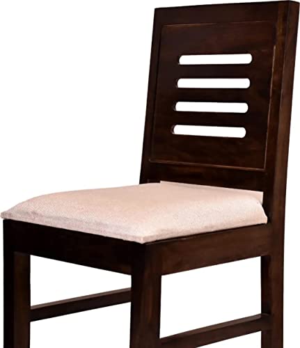 Image of Sheesham Wood 4 Seater Dining Table Set for Home Hall || Solid Wood Dining Table with 4 Cushion Chairs for Hotels || Dining Room Sets - Walnut Finish