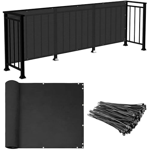E&K Sunrise 3' x 6' Balcony Privacy Fence Screen Cover with Zip Ties Outdoor Screen Fence UV Protection for Deck Patio Backyard Apartment Pool Porch (Black)