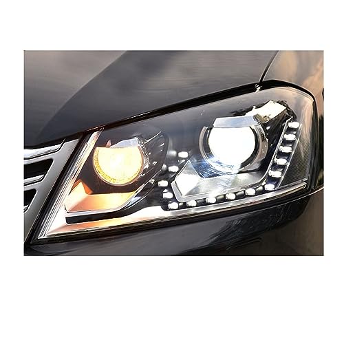 VGOCMDUB Headlights LED DRL Turn Signal Light Bi-xenon Lens Head Lamps Assembly Compatible With VW Compatible With Passat 2012-2015(No bulb in low beam)