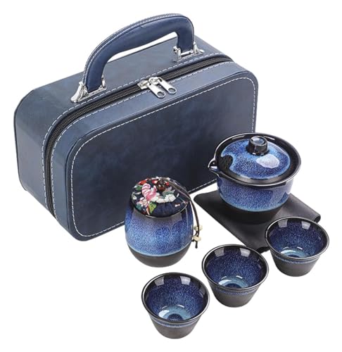 NEWPER Tea Cups Kung Fu Tea Set Travel Tea Set with Tea Infuser for Loose Tea Portable Bag Chinese Kung Fu Teapot Porcelain Teacup
