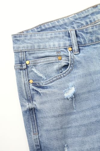 Men's Trendy Small Leg Ripped Jeans with Stretchy Slim Fit Distressed Casual Light Blue Jeans4