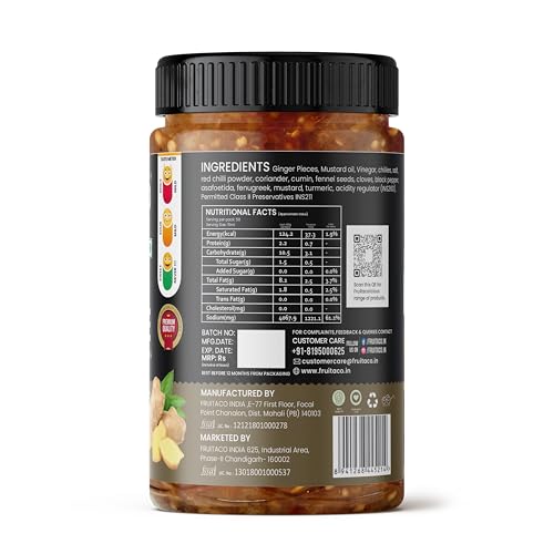 Image of Fruitaco Ginger Pickle - Authentic Indian Pickle with Tangy and Spicy Flavor | Perfect Side for Meal (1 Kg, Ginger Pickle)