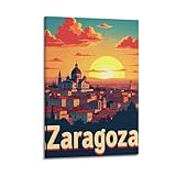 JJUPUV Zaragoza - Póster de viaje vintage para pared, lienzo, pintura para sala de estar, decoración del hogar, 20 x 30 cm