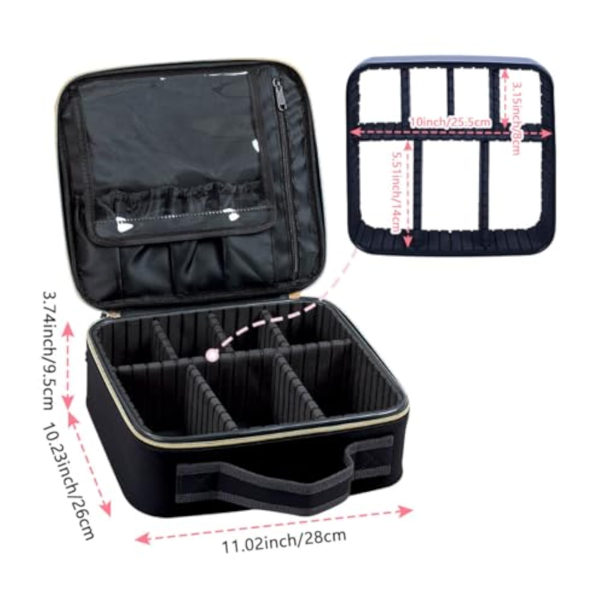 Lightweight Travel Makeup Bag Organizer Case with Dividers