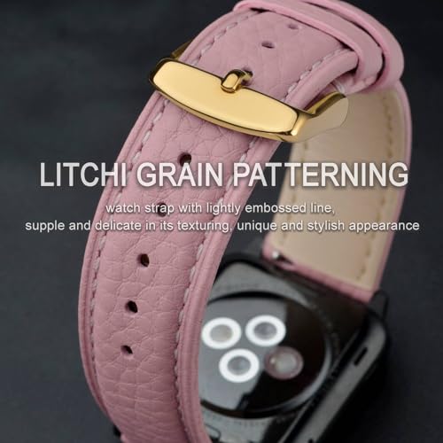 Image of ANNEFIT Watch Band 18mm, Quick Release Textured Padded Leather Straps with Gold Buckle for Men and Women (Pink)