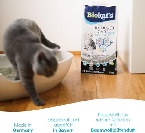 Biokat's Diamond Care MultiCat Fresh Katzenstreu mit Duft - Feine Klumpstreu aus Bentonit mit Aktivkohle speziell für Mehrkatzen-Haushalte… – Ansicht 2
