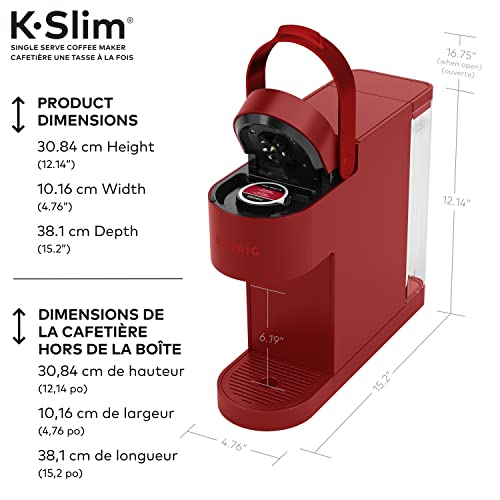 Image of Keurig K-Slim Single Serve K-Cup Pod Coffee Maker, Featuring Simple Push Button Controls And MultiStream Technology, Scarlet Red