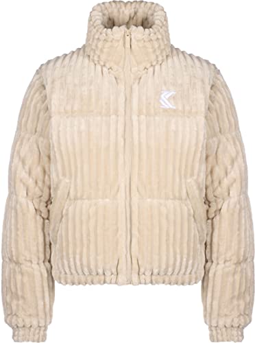 Karl Kani Damen KW224-024-2 KK OG Fuzzy Corduroy Puffer Jacket L Offwhite