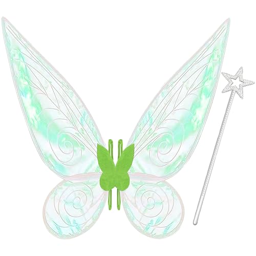 Takmor Ailes de Fée Adulte, Femmes Deguisement Ensemble d'ailes de Papillon Bretelles élastiques pour Carnaval Anniversaire Cosplay Fête